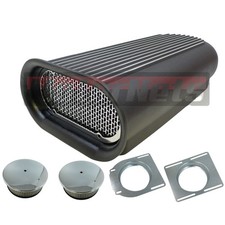 Black Dual Barrel Hillborn Style Aluminum Finned Hood Carburetor Scoop Blower