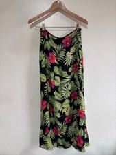 Lauren Ralph Lauren 100 Silk Tropical Floral Black Maxi Skirt size 6