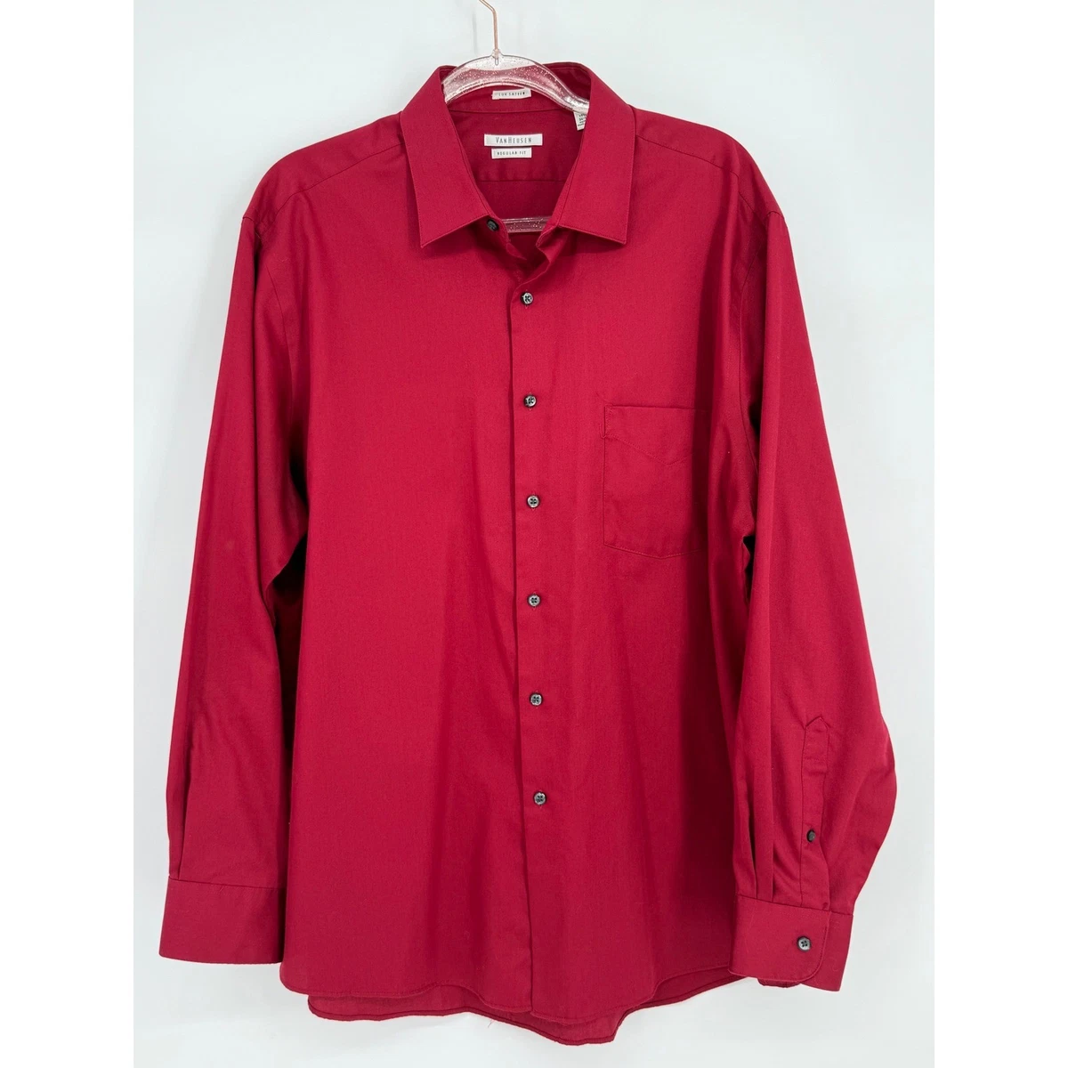 van heusen lux sateen stretch long sleeve dress shirt Van Heusen mens Size Fit Lux Sateen Stretch Solid Dress Shirt Harbor XXL hombre
