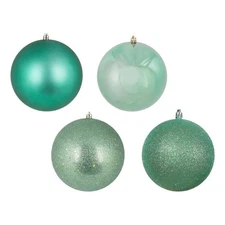 Vickerman 6" 4-Finish Ball Ornament Assortment in Seafoam Green (Set of 4)