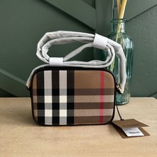 BURBERRY Check Camera Bag Small Black