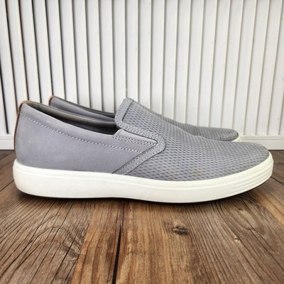 ECCO Soft 7 Slip-On 2.0 Mens Sz 11.5 Gray Perforated Leather Low Sneakers Shoes