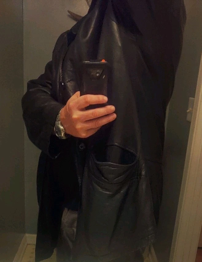 Smooth Vintage Bugatti Leather Jacket Size 50--Sleeves Have Repairs, see pics - Image 3 of 4