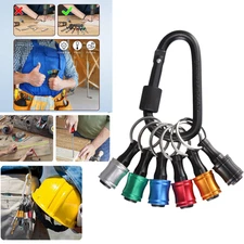 6Pcs 1/4" Hex Shank Quick Release Keychain Screwdriver Drill Bit Holder Bits Set