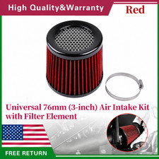 Red 3-inch Cold Air Intake Filter 76mm-high Performance Clamp-on Engine Intake