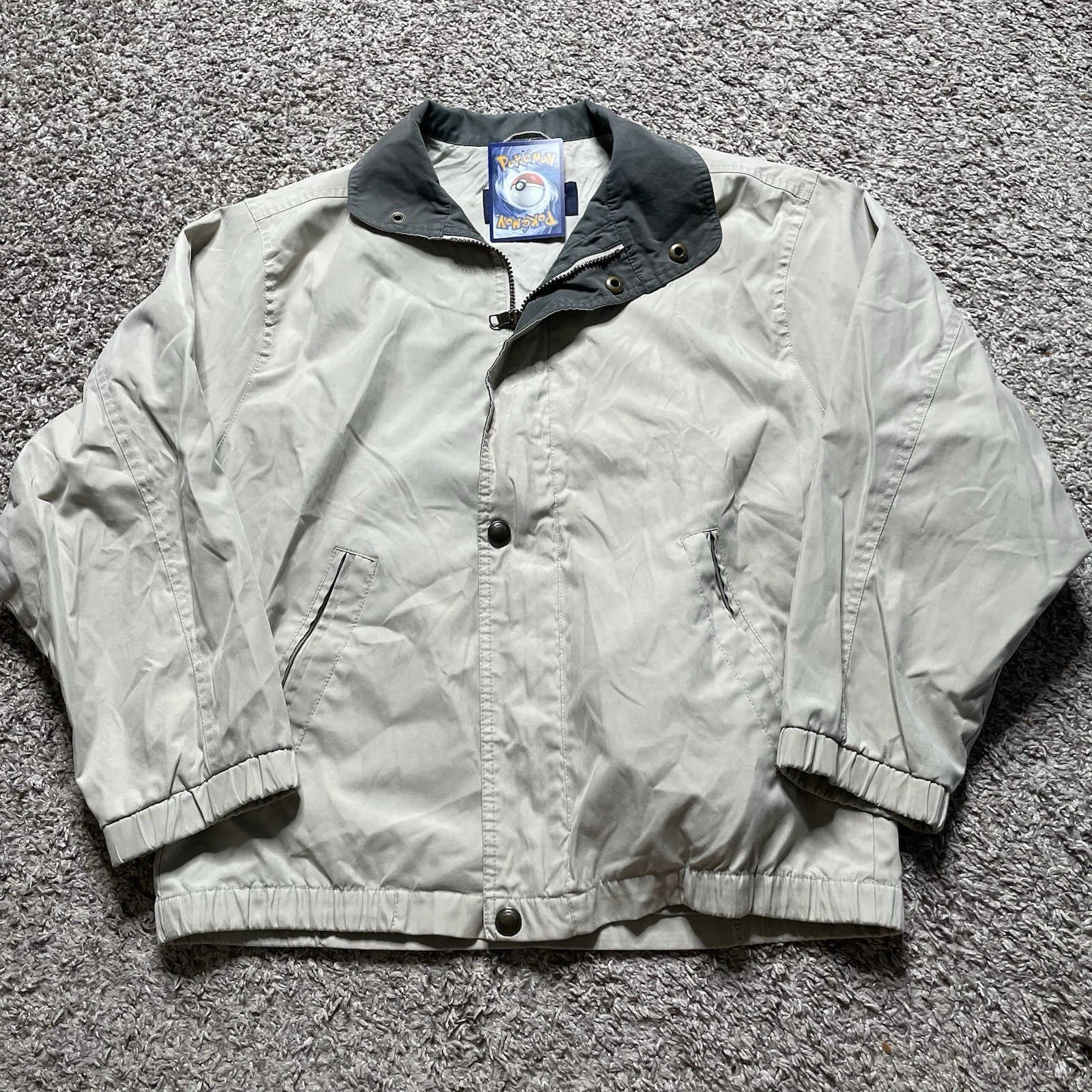 London Fog Bomber Jacket Mens Small Tan Zip Snap Harrington Windbreaker EUC 709