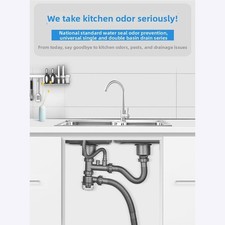 Anti Smell Kitchen Drain System Double Bowl P Trap PP Material Easy Install