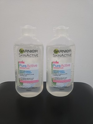 2x Garnier Skin Active Pure Sensitive Anti-Blemish Gentle Gel Toner