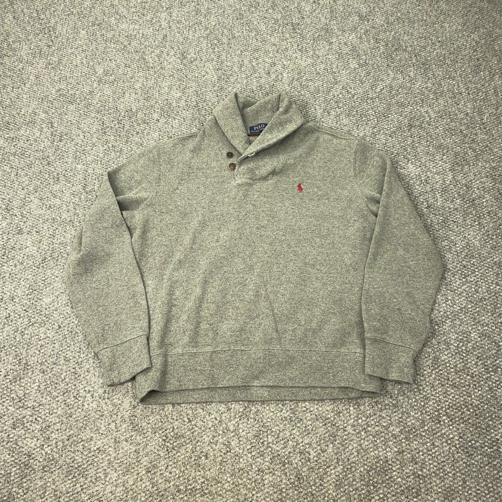 Polo Ralph Lauren pullover uomo collo sciallato medio felpa rosso pony ricamato
