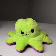 TeeTurtle Reversible Green And Purple Octopus Plush Stuffed Animal