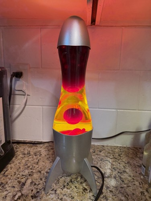 #ad #ad Vintage Rocket Lava Lamp Blood Red Yellow $200.00