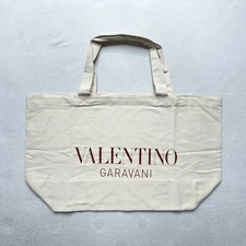 Valentino Garavani Bag 100% Cotton Beach Canvas Tote Cream Ivory  26” X 15”