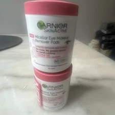 Lot Of (2) Garnier SkinActive Miscellar Eye Makeup Remover Pads 100 Pads Each
