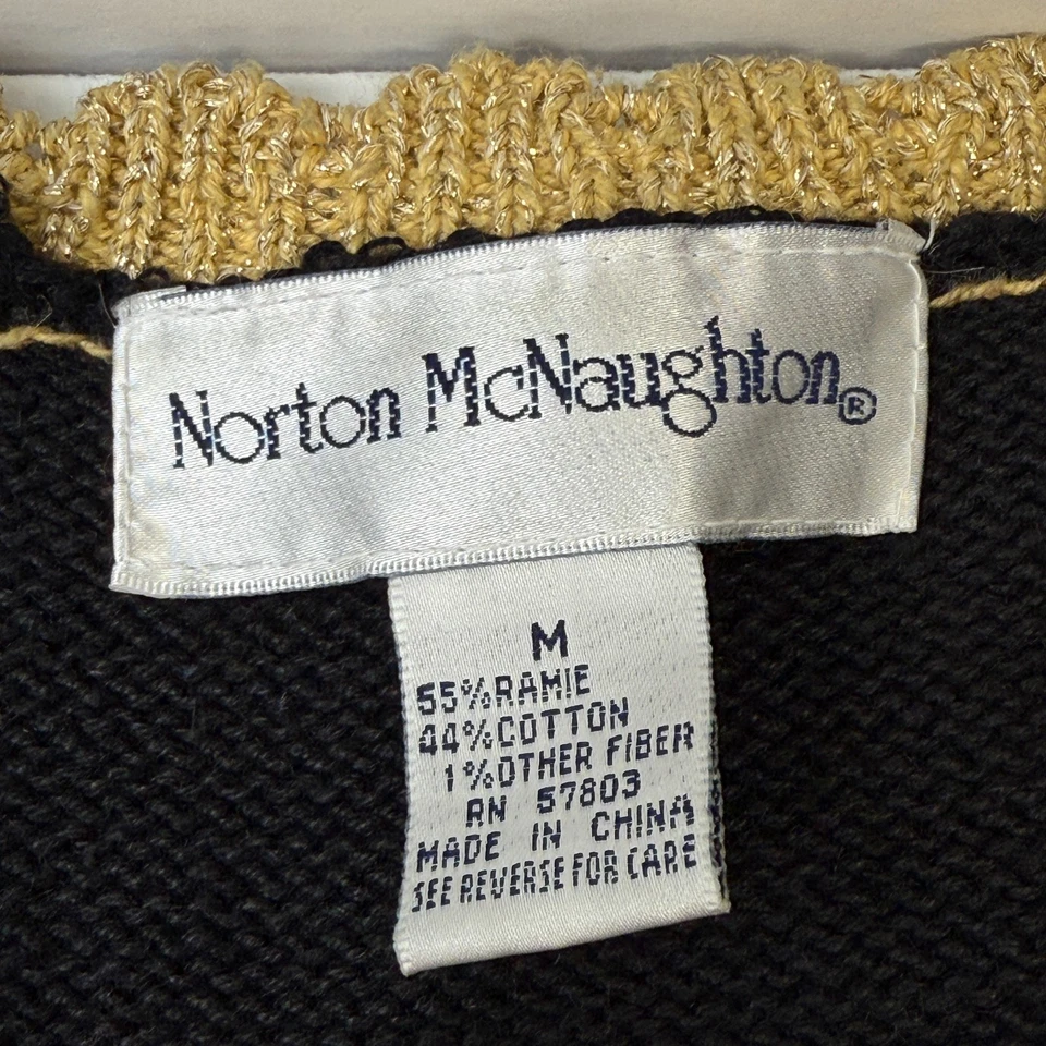 Norton McNaughton Suéter Chaleco Navidad De Colección Vacaciones Talla M Negro Rojo Verde Dorado Foto 2 de 4
