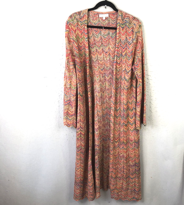 Boho Cardigan Womens 2X Plus Size Open Front Chevron Duster Topper