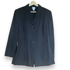 Ann Taylor Woman Blazer Linen Black Size 12 Long Sleeve
