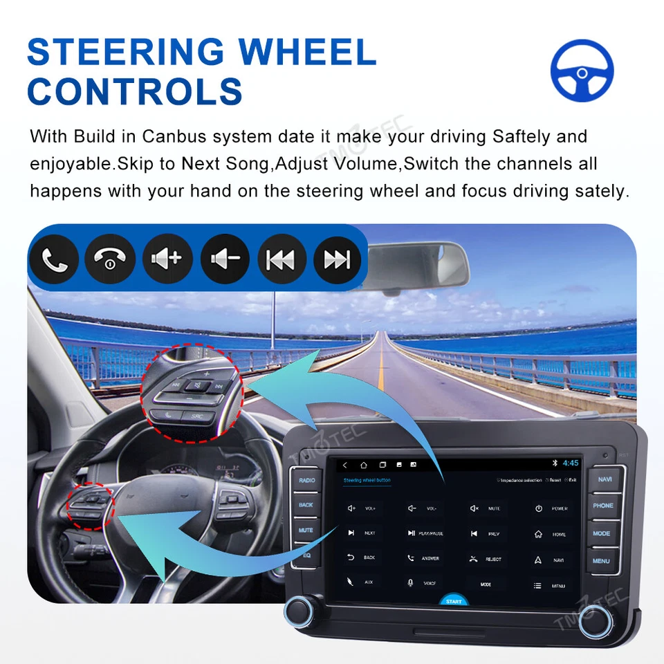 CarPlay DAB+ Android 13 Car Stereo For VW Passat CC Golf 5 Caddy Touran Polo EOS - Image 4 of 4