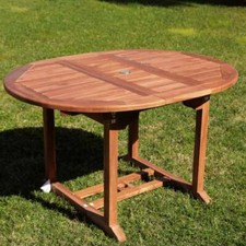 Tavolo rotondo allungabile in legno teak fino a 130 cm