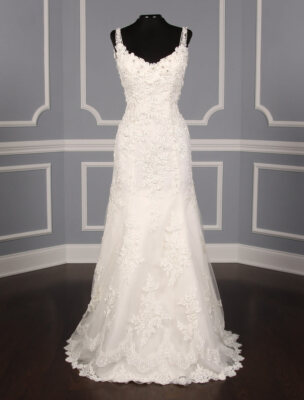 EVE OF MILADY Wedding Dress 1517 Sleeveless Lace Beaded Fit Flare Bridal Gown 8