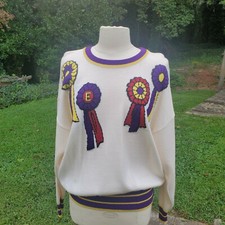 Vintage Escada By Margaretha Ley Ribbon Sweater Size 44