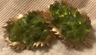 Vintage peridot gold tone double leaf pin/brooch