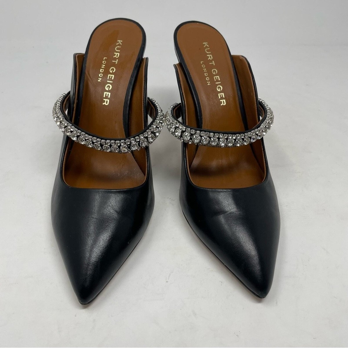 Kurt Geiger London Black Crystal Strap Pointed Toe Heel Mule Kurt Geiger London Black Crystal Strap Pointed Toe Heel Mule