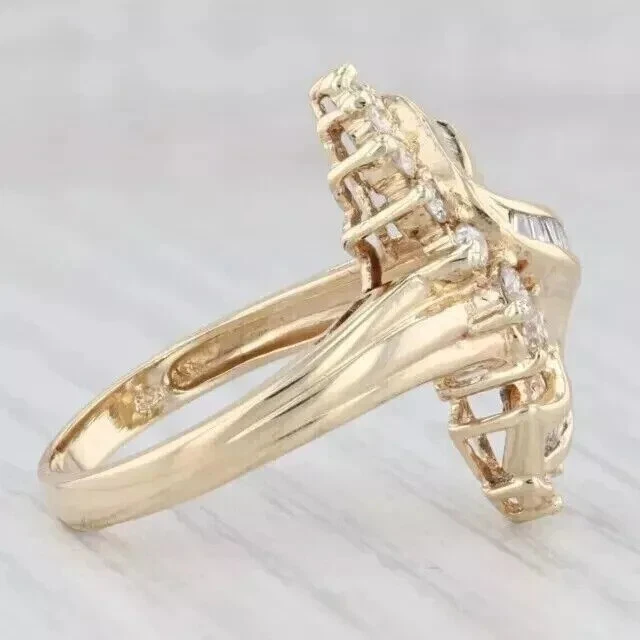 2Ct Baguette Cut Simulated Diamond Wedding Cluster Ring 14K Yellow Gold Plated - Image 3 of 4