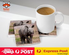 COASTER COFFEE DRINKING MAT|RHINOCEROS RHINO CALF BABY #1