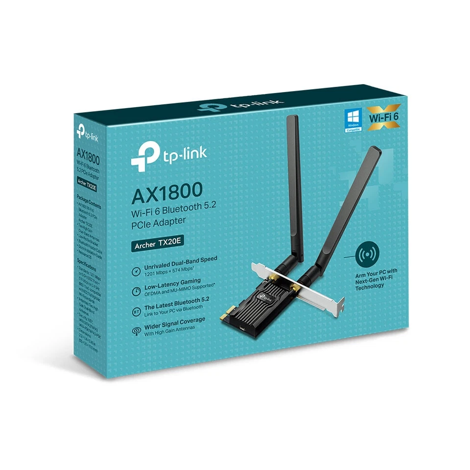 TP-Link AX1800 Wi-Fi 6 Bluetooth 5.2 PCIe Adapter Windows 10 11 x64 Kabellos PCI - Bild 2 von 2