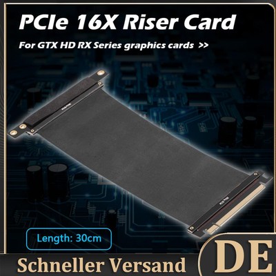 PCIe 3.0 16X Verlängerungskabel 90 Grad 16X auf 16X Ribbon Riser Card (30 cm) DE