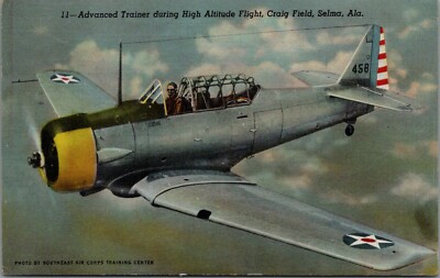 Advanced Trainer High Altitude Flight Craig Field Selma AL 1944 Postcard C334