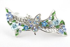 Blue Beautiful Butterfly Austrian Rhinestone Crystal Hair Barrette Clip