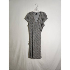 Apostrophe Womens Wrap Dress Multicolor Geometric Stretch V Neck Cap Sleeve XL