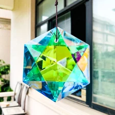 100MM AB Aurora Rainbow Feng Shui Faceted Prism Chandelier Pendant Suncatcher 