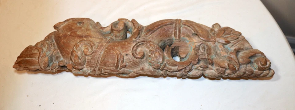 GRAN escultura de salvamento arquitectónico de madera asiática tallada a mano antigua de 1800 Foto 2 de 4