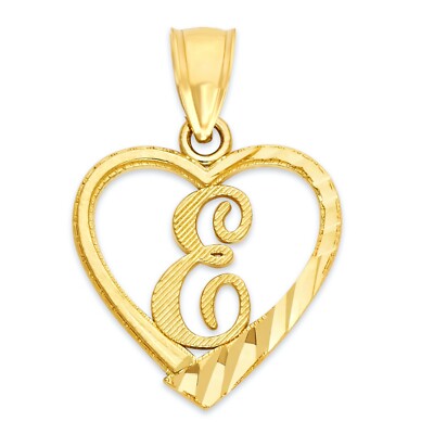 14k Echt Massiv Gold Initiale im Herzen Anhänger, Personalisierter Brief Charm Schmuck
