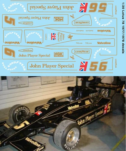 1/20 Decals for LOTUS 78 JPS 1977 1978 VF DECAL VF96