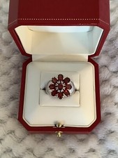 Sterling Gemstone Flower Ring. Size 6