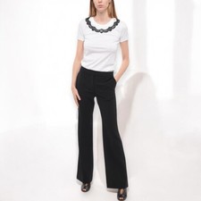 Moschino Couture Crepe Straight-Leg Pants Black Trousers Size 40 US 6 NWT
