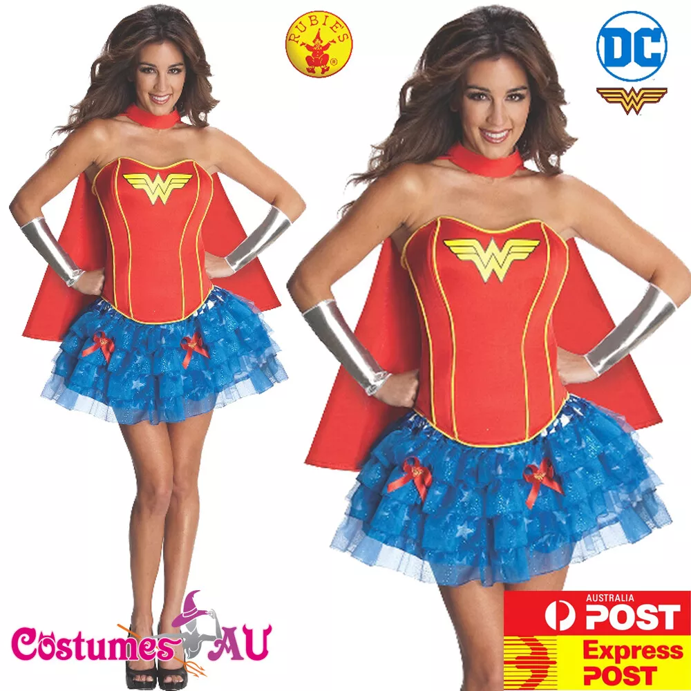  Rubie's Women's DC Comics Wonder Woman Corset Costume,  Red/White/Blue, Large : Clothing, Shoes & Jewelry