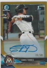 2018 Bowman Chrome Prospect Auto Gold Refractor Chris Torres 35/50