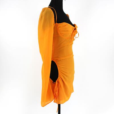 House Of CB Tangerine Baby Long Sleeve Mini Dress S Orange Halter Cut-Out  Small | eBay