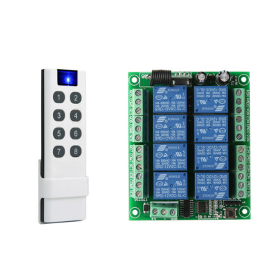 12V 8 Channel Universal Raley Switch Module 433Mhz Wireless Garage Door ...