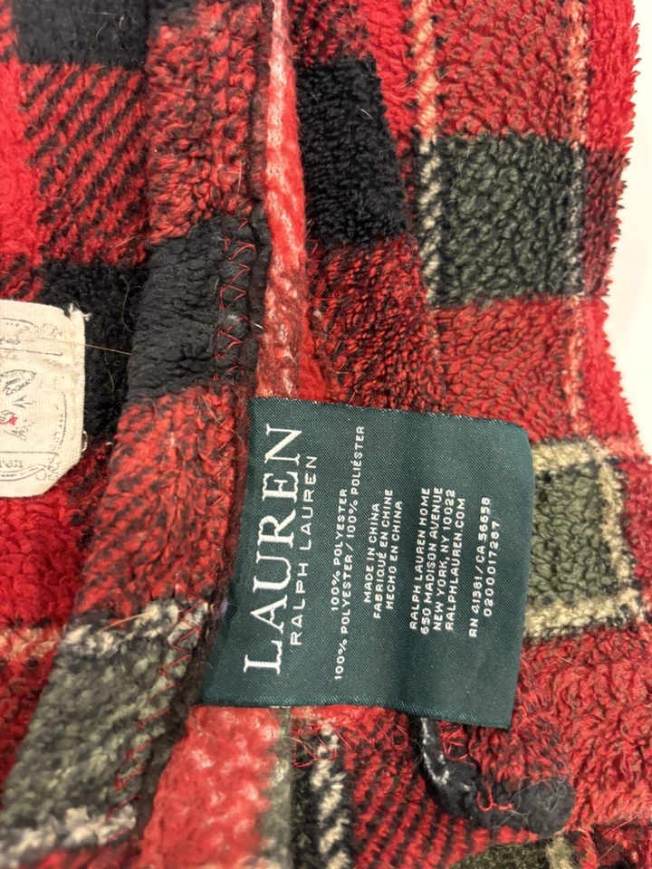 Винтажное флисовое одеяло Ralph Lauren Red GreenPlaid - Изображение 2 из 4