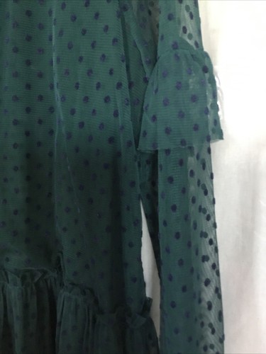 MINI BODEN girls 8-9 Yrs Dark Green / Blue Spotted , Long Sleeves , Party Tulle - Picture 3 of 13