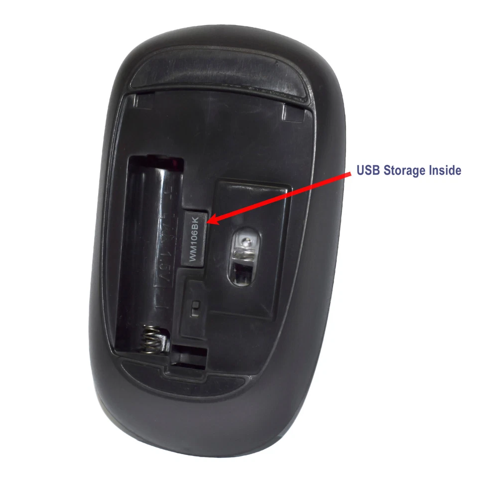 Ratón óptico inalámbrico inalámbrico de 2,4 GHz Ratones Receptor USB para PC Laptop Negro Foto 2 de 4