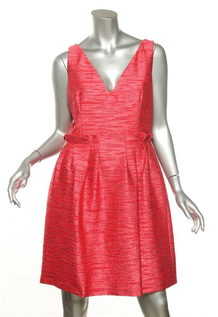 Lanvin — LANVIN Red Metallic Sleeveless Knee-Length V-Neck Dress US8 / FR40 NEW