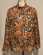 Chico's Snake Print Zip Up Jacket Multicolor Sz 3, XL/Sz 16