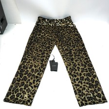 Authentic Dolce & Gabbana Gold/Brown Leopard Sequined High Waist Pants US Size 2