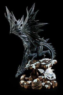 Drachen Figur - Dragons Wisdom - Schnee - Statue Fantasy Dragon Deko